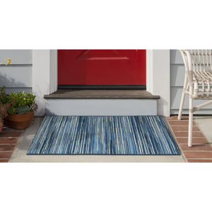 Trans Ocean Liora Manne Marina Stripes Area Rug - Stylish Indoor/Outdoor Geometric Design For Every Space Blue Polypropylene,Polyester Mna34805203