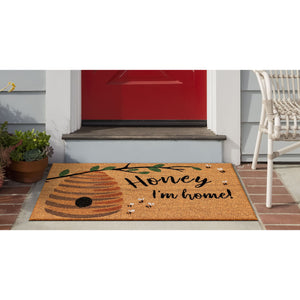 Trans Ocean Liora Manne Natura Honey I'm Home Outdoor Mat - Whimsical Bee Hive Design For Vibrant Entryways Natural Coir Ntr12222612