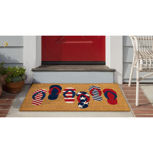 Trans Ocean Liora Manne Natura Freedom Flops Outdoor Mat - Whimsical Beach Accent With Patriotic Flair Natural Coir Ntr23229012