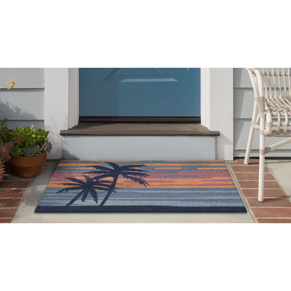 Trans Ocean Liora Manne Natura Sunset Outdoor Mat - Vibrant Twilight Scene With Tropical Trees For Your Space Multi Coir Ntr23254544