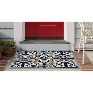 Trans Ocean Liora Manne Ravella Floral Tile Indoor/Outdoor Area Rug - Vibrant Geometric Design For All Spaces Blue Polypropylene,Acrylic Rvl23225333