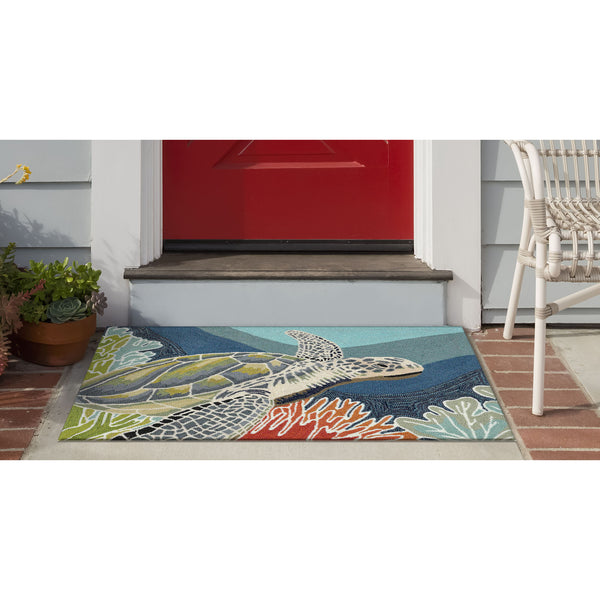 Trans Ocean Liora Manne Ravella Akumal Indoor/Outdoor Area Rug - Coastal Turtle Design For Vibrant Spaces Blue Polypropylene,Acrylic Rvl23225704