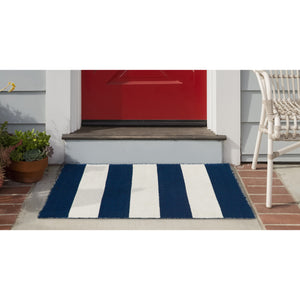 Trans Ocean Liora Manne Sorrento Rugby Stripe Indoor/Outdoor Area Rug – Hand Woven Geometric Accent For Style Navy Polyester,Acrylic Srn23630233