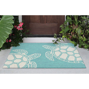 Trans Ocean Liora Manne Capri Turtle Handmade Indoor/Outdoor Area Rug - Vibrant Coastal Design For Any Space Blue Polyester,Acrylic Cap12163404