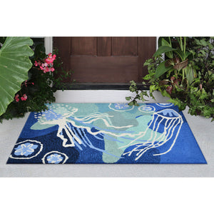 Trans Ocean Liora Manne Capri Jelly Fish Indoor/Outdoor Area Rug - Vibrant Coastal Design For Any Space Blue Polyester,Acrylic Cap12166504