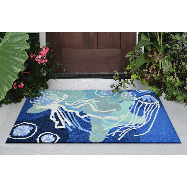 Trans Ocean Liora Manne Capri Jelly Fish Indoor/Outdoor Area Rug - Vibrant Coastal Design For Any Space Blue Polyester,Acrylic Cap12166504
