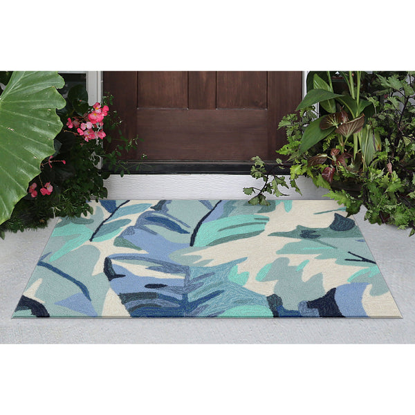 Trans Ocean Liora Manne Capri Palm Leaf Indoor/Outdoor Area Rug - Vibrant Botanical Design For Any Space Blue Polyester,Acrylic Cap23166803
