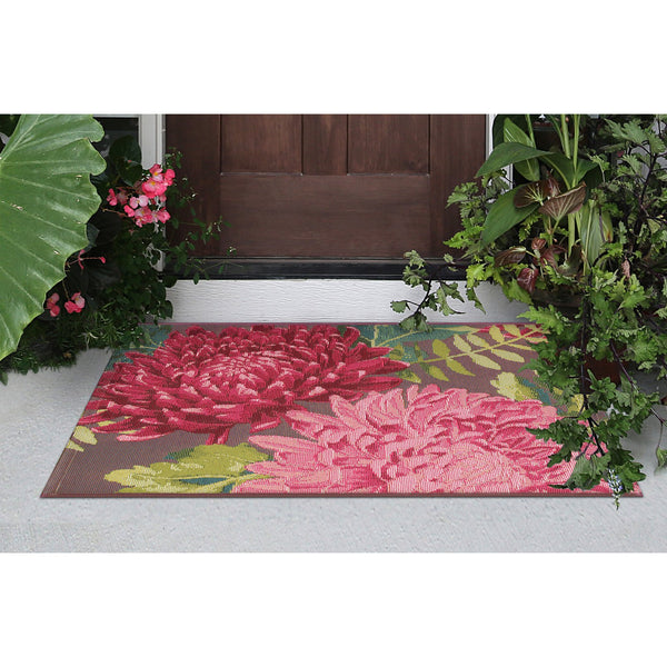 Trans Ocean Liora Manne Esencia Mums Indoor/Outdoor Non-slip Mat - Vibrant Botanical Design For Any Space Pink Polypropylene,Polyester Ecn23818337