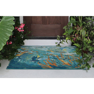 Trans Ocean Liora Manne Esencia Fantasea Indoor/Outdoor Non-slip Mat With Vibrant Coastal Underwater Design Blue Polypropylene,Polyester Ecn23957904