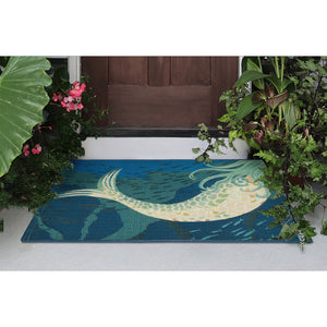 Trans Ocean Liora Manne Esencia Mermaids Are Real Indoor/Outdoor Mat - Whimsical Coastal Charm For Any Space Blue Polypropylene,Polyester Ecn23958204