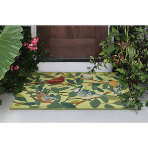 Trans Ocean Liora Esencia Indoor/Outdoor Non-slip Mat Featuring Whimsical Birds And Nature-inspired Design Green Polypropylene,Polyester Ecnr5958706