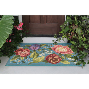 Trans Ocean Liora Manne Esencia Secret Garden Mat - Vibrant Botanical Design For Indoor/Outdoor Spaces Blue Polypropylene,Polyester Ecn23958904