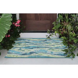 Trans Ocean Liora Manne Esencia Wave Indoor/Outdoor Mat - Contemporary Abstract Design In Soothing Blue Hues Blue Polypropylene,Polyester Ecn23966204