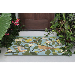 Trans Ocean Liora Manne Esencia Floral Finches Indoor/Outdoor Non-slip Mat - Vibrant Garden Bird Design Blue Polypropylene,Polyester Ecn34970803