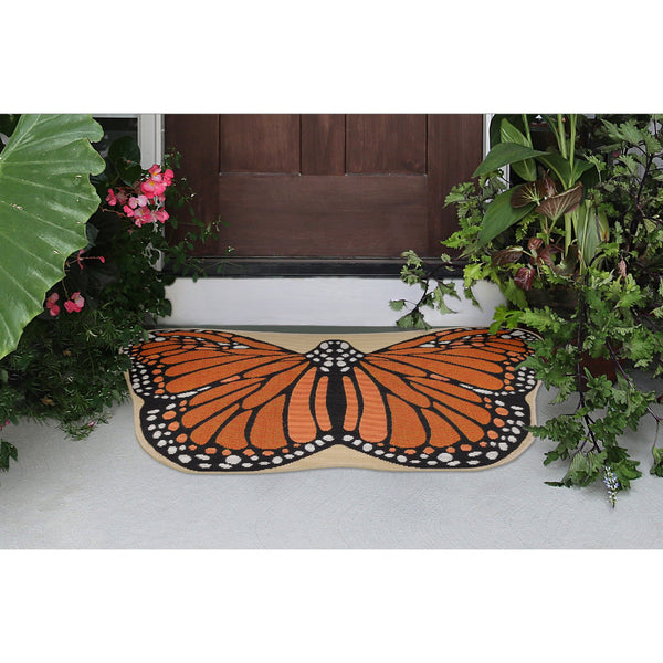 Trans Ocean Liora Esencia Monarch Butterfly Indoor/Outdoor Mat - Striking Orange Design, 3'3" X 1'9" Shape Orange Polypropylene,Polyester Ecn33961317