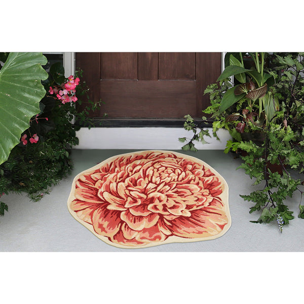Trans Ocean Liora Manne Esencia Peony Indoor/Outdoor Non-slip Mat - Vibrant Floral Design For Any Space Orange Polypropylene,Polyester Ecnd3962317