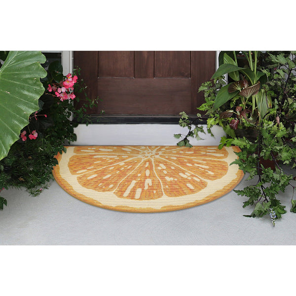 Trans Ocean Liora Esencia Lemon Indoor/Outdoor Mat - Whimsical Yellow Slice Design, 3'3" X 2'1" Half Round Yellow Polypropylene,Polyester Ecnh3961209