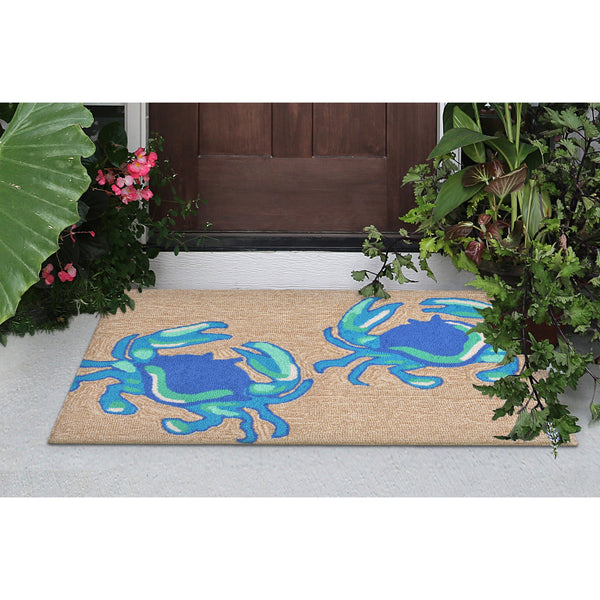 Trans Ocean Liora Manne Frontporch Crabs Indoor/Outdoor Mat - Coastal Charm With Playful Design For Beach Lovers Blue Polyester,Acrylic Ftp23140403