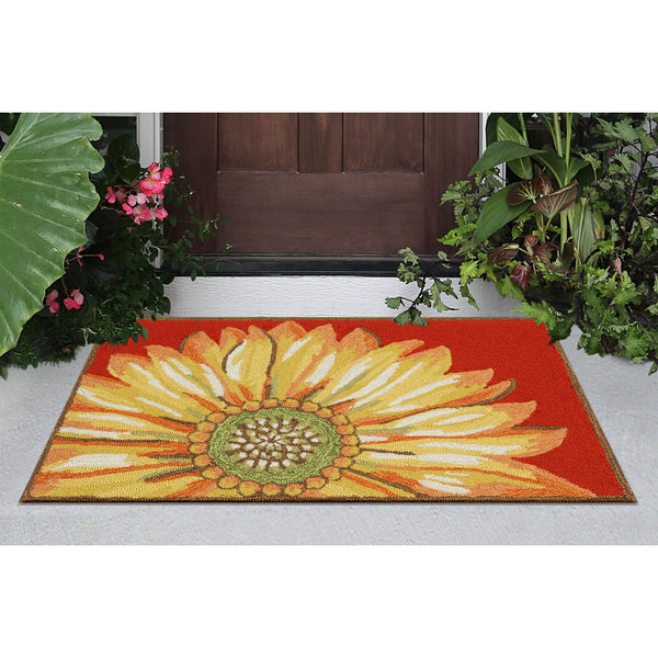 Trans Ocean Liora Manne Frontporch Sunflower Indoor/Outdoor Mat - Vibrant Floral Design For Any Space Red Polyester,Acrylic Ftp34141724