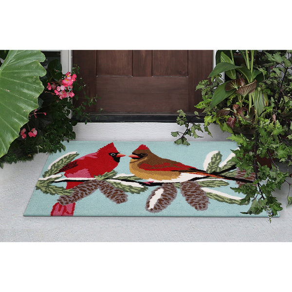 Trans Ocean Liora Manne Frontporch Cardinals Indoor/Outdoor Rug – Hand Tufted, Durable, And Weather Resistant Design Blue Polyester,Acrylic Ftp12153803