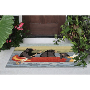Trans Ocean Liora Manne Frontporch Are We Bear Yet? Fun Indoor/Outdoor Rug With Playful Canoeing Bears Design Blue Polyester,Acrylic Ftp23189203