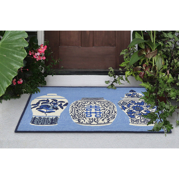 Trans Ocean Liora Manne Frontporch Ginger Jars Indoor/Outdoor Rug - Vibrant Floral Design For Any Space Blue Polyester,Acrylic Ftp23241003