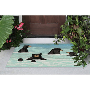 Trans Ocean Liora Manne Frontporch Bathing Bears Rug - Charming Indoor/Outdoor Mat For Nature Lovers' Spaces Blue Polyester,Acrylic Ftp34434003