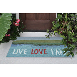 Trans Ocean Liora Manne Frontporch Live Love Lake Indoor/Outdoor Handmade Pillow - Nature-inspired Accent Blue Polyester,Acrylic Ftp23450703
