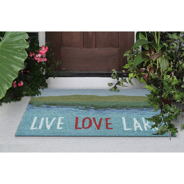 Trans Ocean Liora Manne Frontporch Live Love Lake Indoor/Outdoor Handmade Pillow - Nature-inspired Accent Blue Polyester,Acrylic Ftp23450703