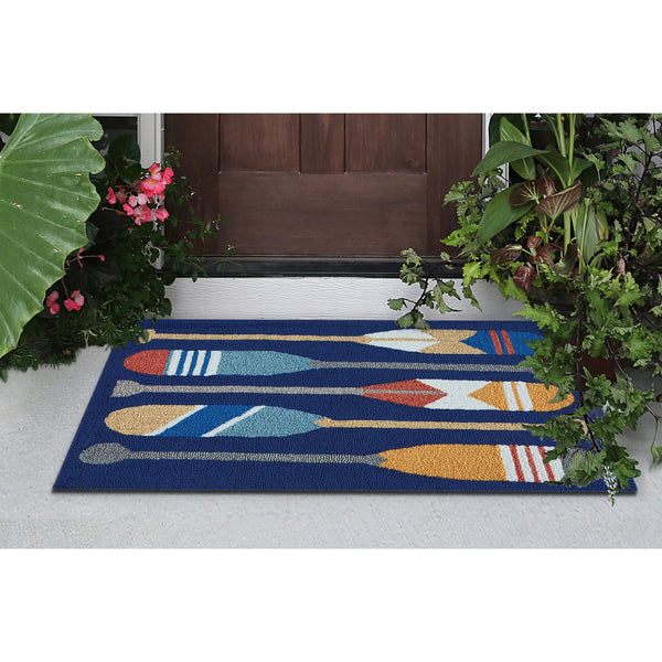 Trans Ocean Liora Manne Frontporch Nautical Paddles Indoor/Outdoor Mat - Vibrant Boating Design For Any Space Navy Polyester,Acrylic Ftp12450833