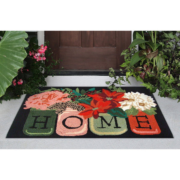 Trans Ocean Liora Manne Frontporch Holiday Home Indoor/Outdoor Rug With Rustic Floral Scene For All Seasons Black Polyester,Acrylic Ftp23452048