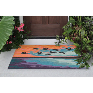 Trans Ocean Liora Frontporch Flock Indoor/Outdoor Rug - Whimsical Bird Design For A Charming Home Accent Blue Polyester,Acrylic Ftp34457203