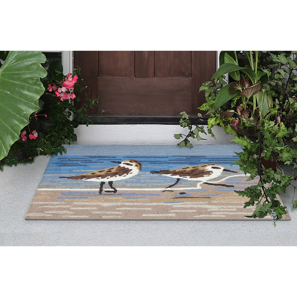 Trans Ocean Liora Manne Frontporch Coastal Sandpipers Indoor/Outdoor Area Rug – Beachy Vibes For Any Space Blue Polyester,Acrylic Ftp34462703