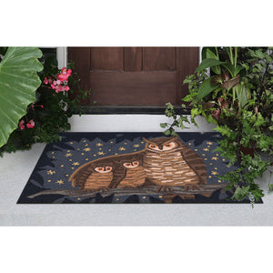 Trans Ocean Liora Manne Frontporch Owl Family Indoor/Outdoor Mat – Cozy Graphic Rug With Charming Night Scene Navy Polyester,Acrylic Ftp23467333