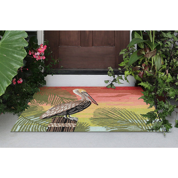 Trans Ocean Liora Manne Frontporch Pelican Indoor/Outdoor Mat - Stunning Tropical Design To Enhance Your Space Orange Polyester,Acrylic Ftp34471218