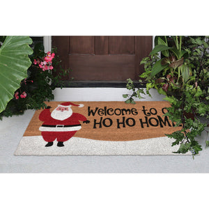 Trans Ocean Liora Manne Ho Ho Home Outdoor Mat - Cheerful Santa Coir Mat For Festive Entryways, 1'6" X 2'6" Natural Coir Ntr12201312