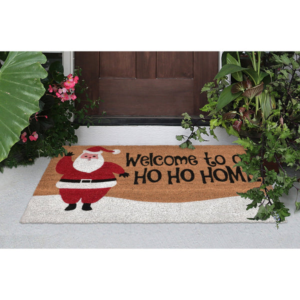 Trans Ocean Liora Manne Ho Ho Home Outdoor Mat - Cheerful Santa Coir Mat For Festive Entryways, 1'6" X 2'6" Natural Coir Ntr12201312
