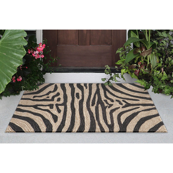 Trans Ocean Liora Manne Ravella Indoor/Outdoor Durable Zebra Print Area Rug - Stylish Addition To Any Space Black Polypropylene,Acrylic Rvl23203348