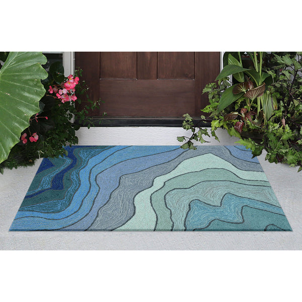 Trans Ocean Liora Manne Ravella Mykonos Indoor/Outdoor Area Rug - Coastal Contemporary Design For Any Space Blue Polypropylene,Acrylic Rvl23226703