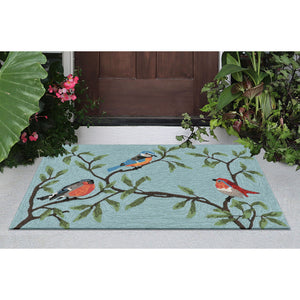 Trans Ocean Liora Manne Ravella Birds On Branches Indoor/Outdoor Area Rug - Whimsical Garden Decor Piece Blue Polypropylene,Acrylic Rvl23227004