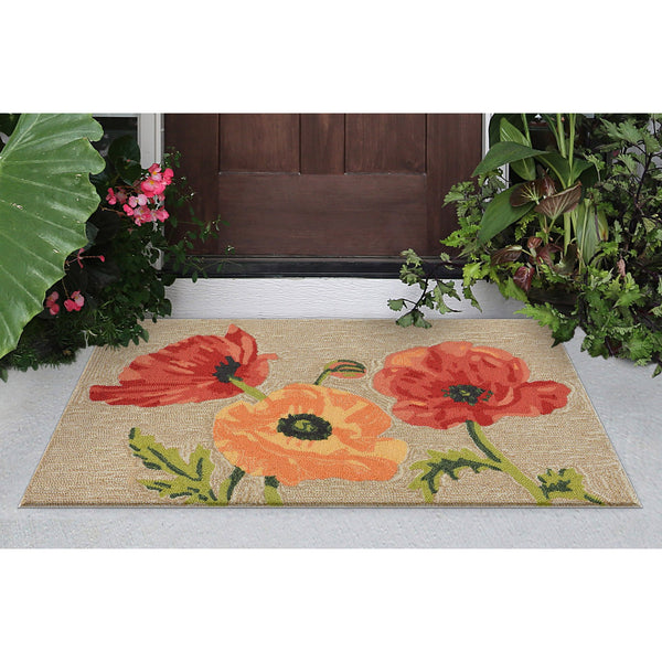 Trans Ocean Liora Manne Ravella Icelandic Poppies Area Rug - Stunning Botanical Design For Indoor/Outdoor Spaces Natural Polypropylene,Acrylic Rvl23227212