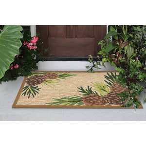 Trans Ocean Liora Manne Ravella Forest Border Indoor/Outdoor Area Rug - Botanical Pinecone Design For Any Space Natural Polypropylene,Acrylic Rvl23230712