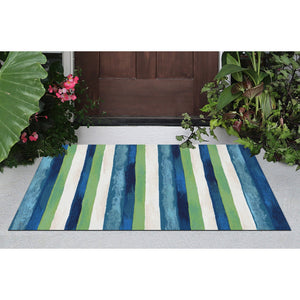 Trans Ocean Liora Manne Visions Ii Handmade Area Rug - Contemporary Painted Stripes For Indoor/Outdoor Use Blue Polyester Vcf23431303