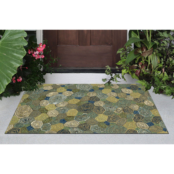 Trans Ocean Liora Manne Visions Iii Giant Swirls Indoor/Outdoor Area Rug - Durable, Artful Accent For Any Space Green Polyester Veb23310203