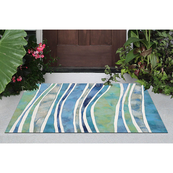 Trans Ocean Liora Manne Visions Iii Wave Indoor/Outdoor Area Rug - Durable, Artful Design For Any Space Blue Polyester Veb23312604