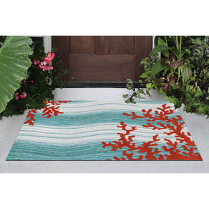 Trans Ocean Liora Manne Visions Iv Coral Reef 2' X 3' Indoor/Outdoor Area Rug - Stylish, Durable, Easy Care! Blue Polyester Vgh23325503