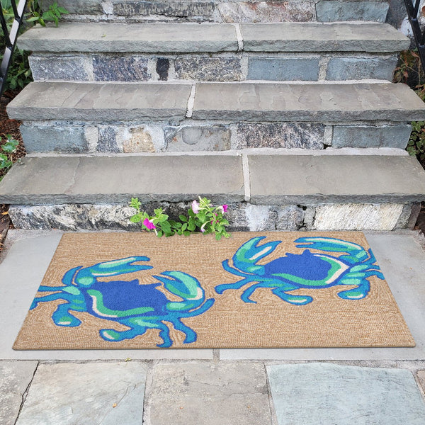Trans Ocean Liora Manne Frontporch Crabs Indoor/Outdoor Mat - Coastal Charm With Playful Design For Beach Lovers Blue Polyester,Acrylic Ftp23140403