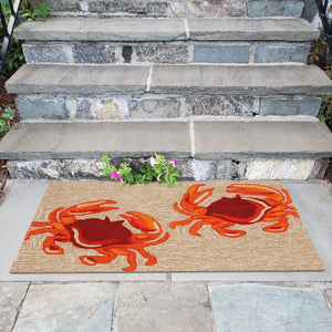 Trans Ocean Liora Manne Frontporch Crabs Indoor/Outdoor Mat - Coastal Charm With Playful Design For Beach Lovers Natural Polyester,Acrylic Ftp34140412