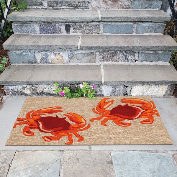 Trans Ocean Liora Manne Frontporch Crabs Indoor/Outdoor Mat - Coastal Charm With Playful Design For Beach Lovers Natural Polyester,Acrylic Ftp34140412