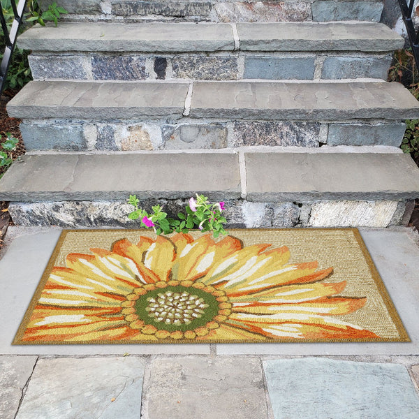 Trans Ocean Liora Manne Frontporch Sunflower Indoor/Outdoor Mat - Vibrant Floral Design For Any Space Yellow Polyester,Acrylic Ftp12141709